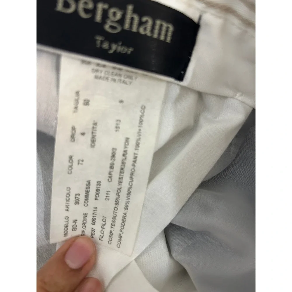 Bergham Taylor Made in Italy Metallic Silver Suit Set Blazer & Dress Slacks  NWT